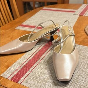 Women’s Pale Champaign Slingback Kitten Heel Pumps